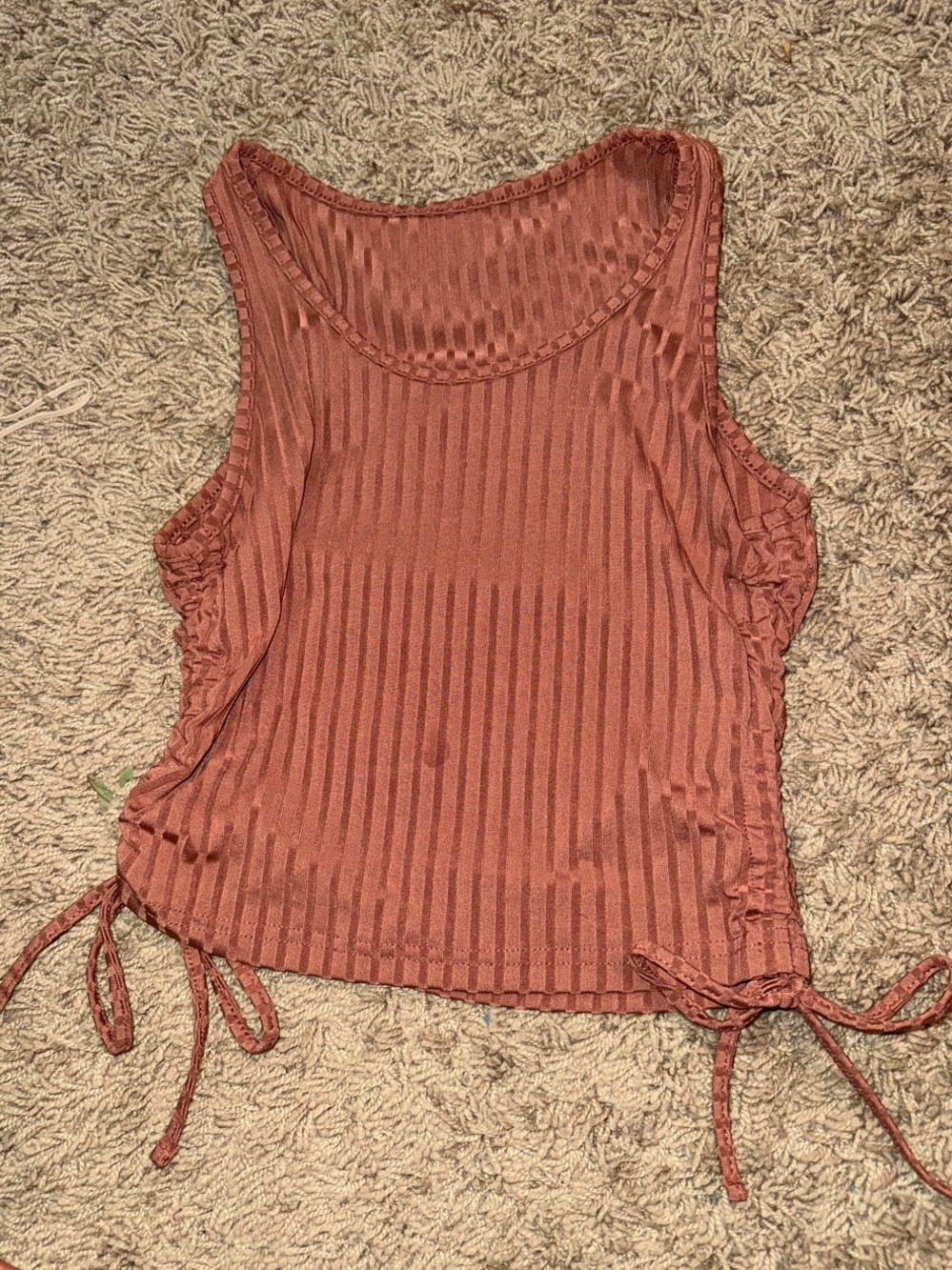 Ribbed Tie-Side Tank Top - Rust